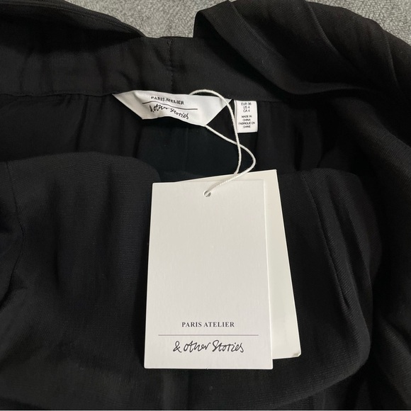 & Other Stories NEW Black Sleeveless High Neck Tie Waist Open Back Midi Dress - Picture 13 of 13